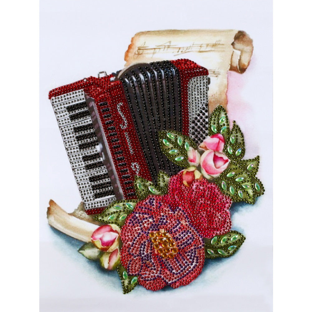 Musical Instrument Flowers 30*40CM(Canvas) Special Shaped Drill Diamond Paiting