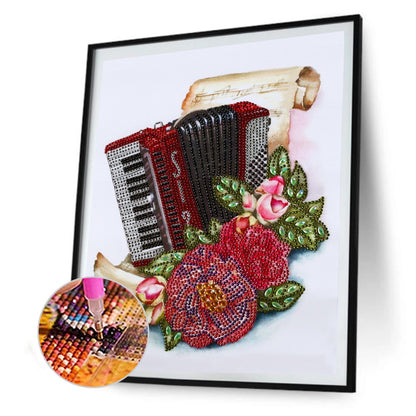 Musical Instrument Flowers 30*40CM(Canvas) Special Shaped Drill Diamond Paiting