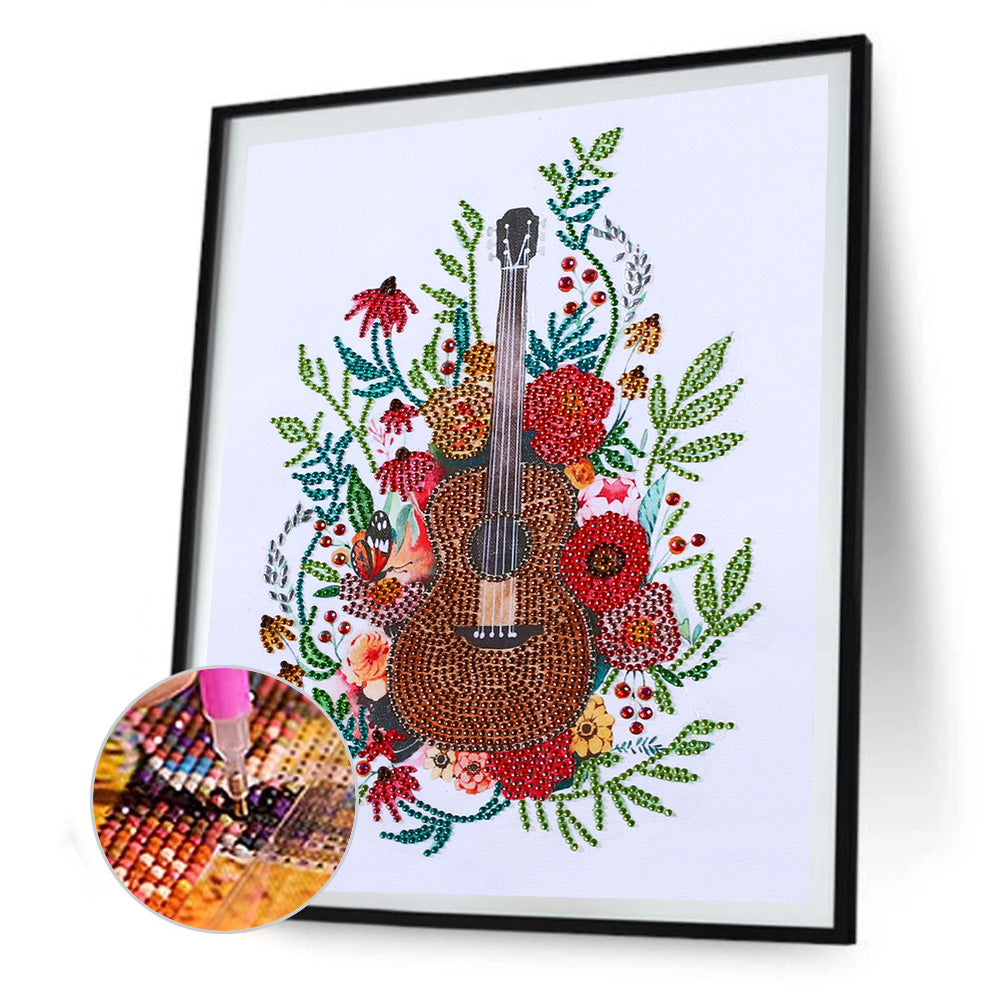 Musical Instrument Flowers 30*40CM(Canvas) Special Shaped Drill Diamond Paiting