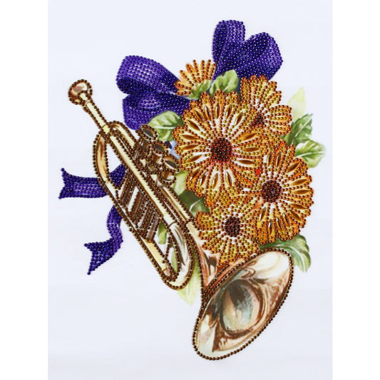 Musical Instrument Flowers 30*40CM(Canvas) Special Shaped Drill Diamond Paiting