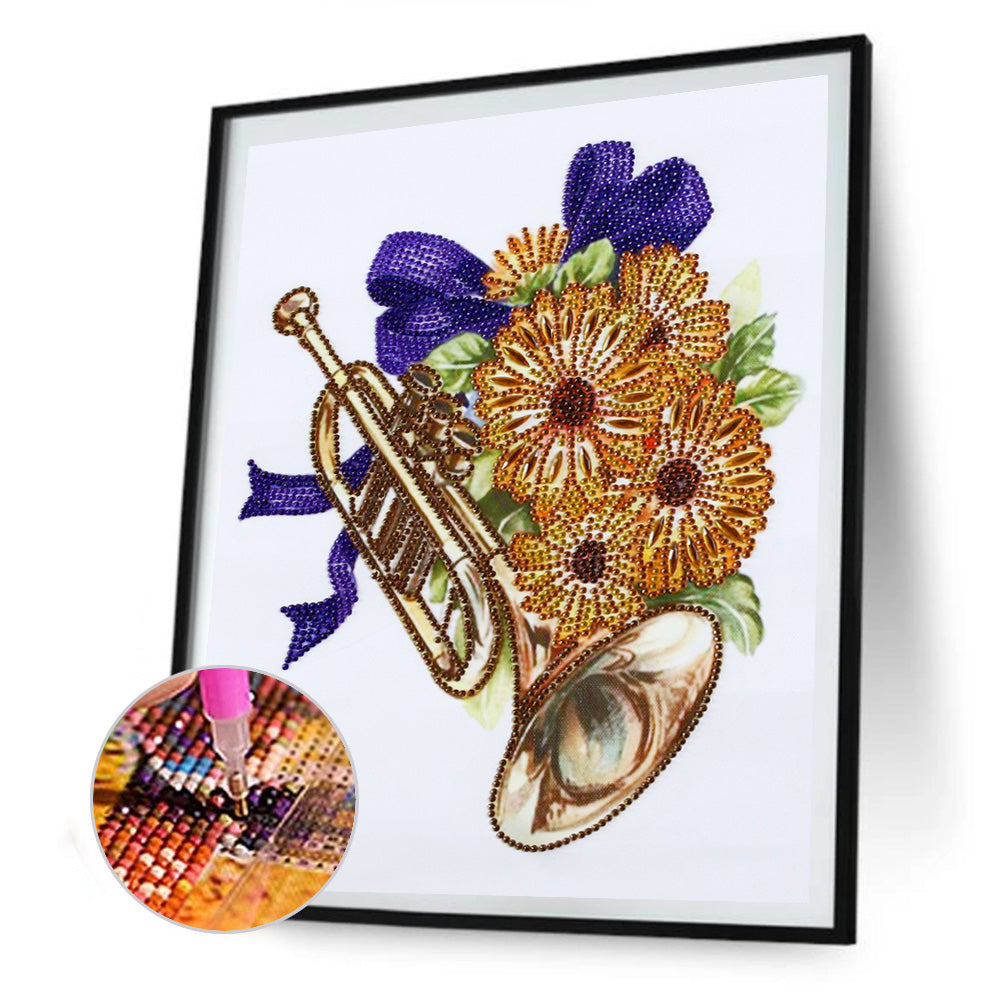 Musical Instrument Flowers 30*40CM(Canvas) Special Shaped Drill Diamond Paiting