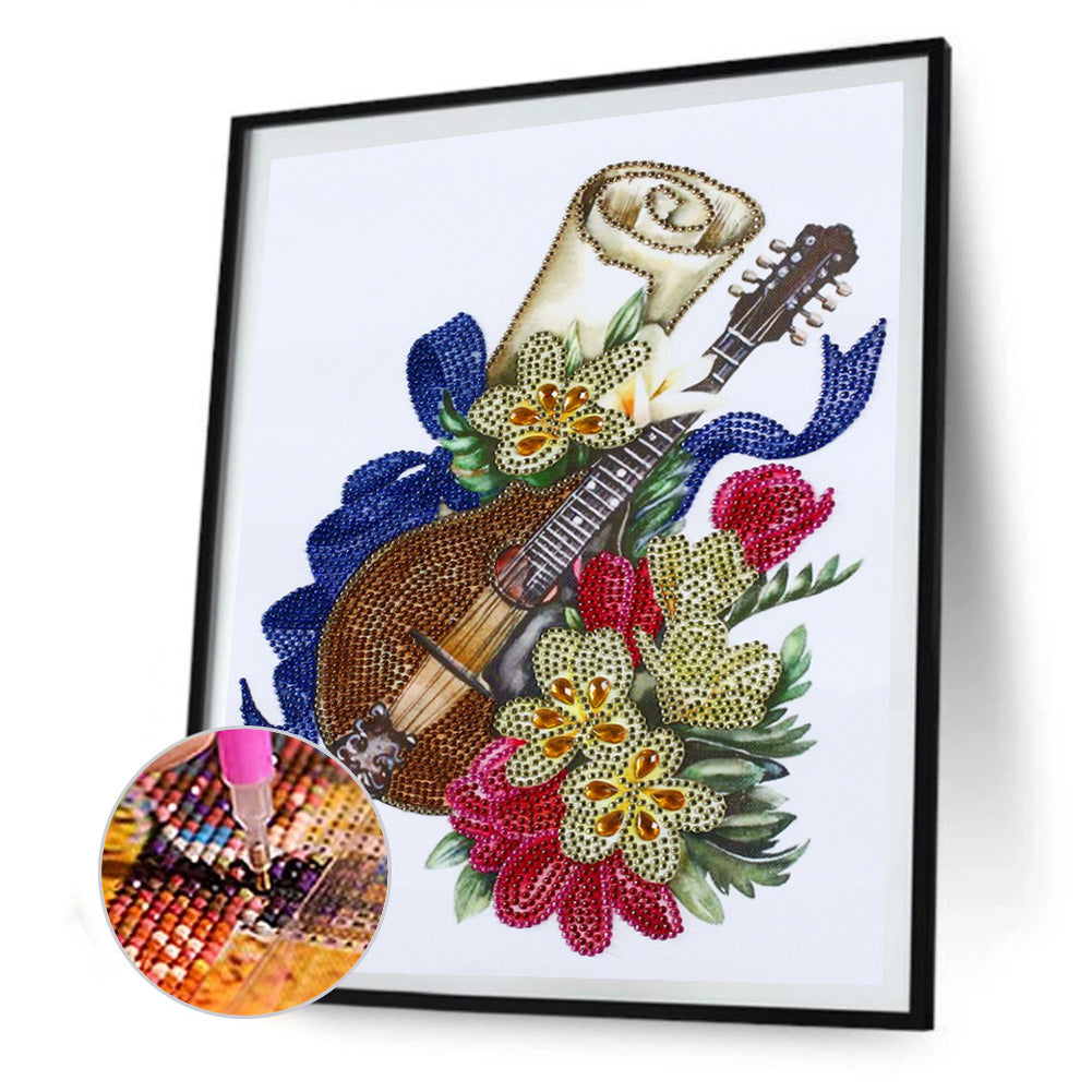 Musical Instrument Flowers 30*40CM(Canvas) Special Shaped Drill Diamond Paiting