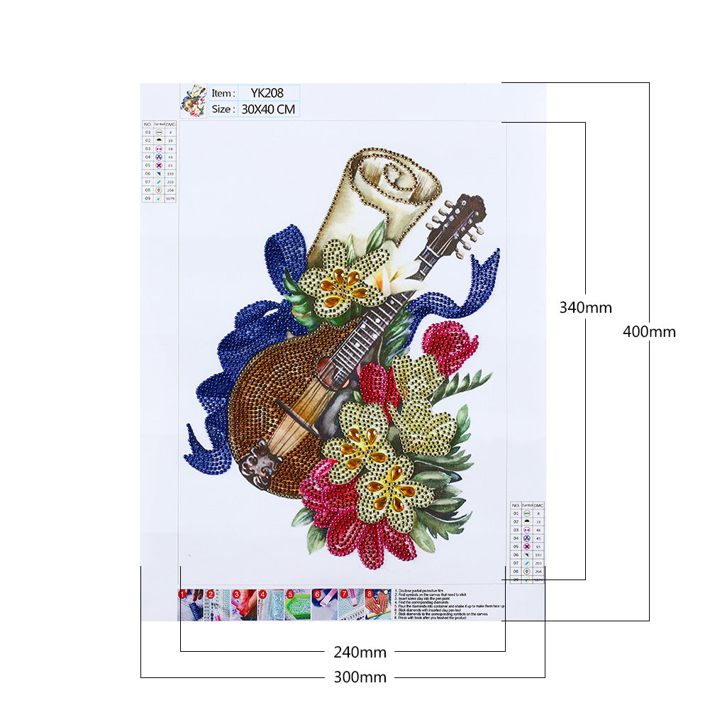 Musical Instrument Flowers 30*40CM(Canvas) Special Shaped Drill Diamond Paiting