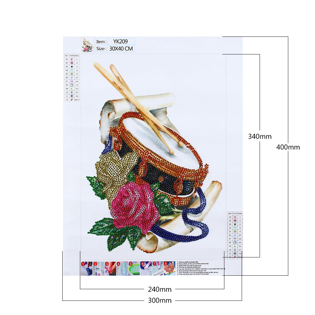 Musical Instrument Flowers 30*40CM(Canvas) Special Shaped Drill Diamond Paiting