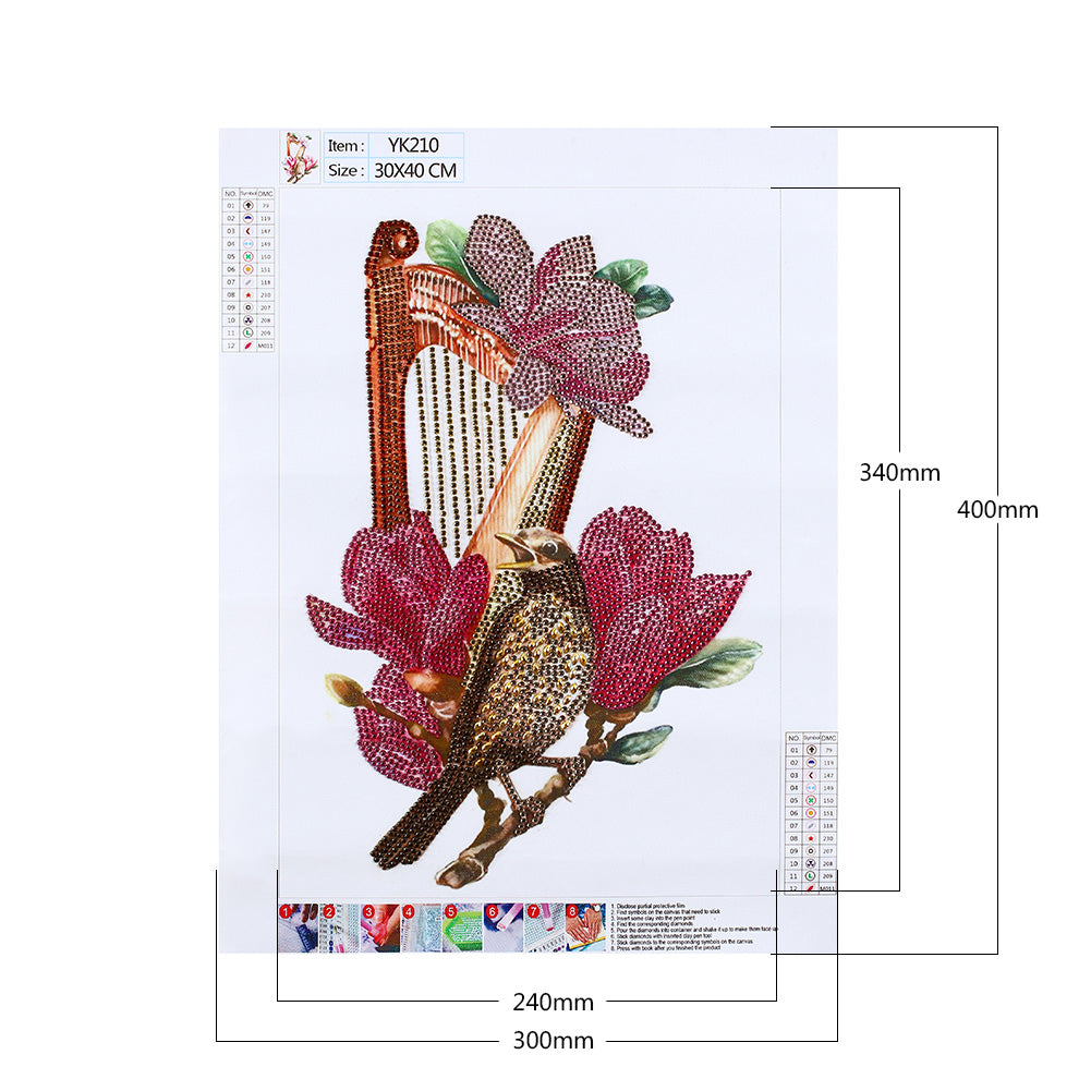 Musical Instrument Flowers 30*40CM(Canvas) Special Shaped Drill Diamond Paiting