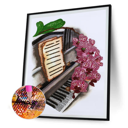 Musical Instrument Flowers 30*40CM(Canvas) Special Shaped Drill Diamond Paiting