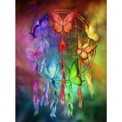 Butterfly Dream Catcher - Full Round Drill Diamond Painting 50*60CM