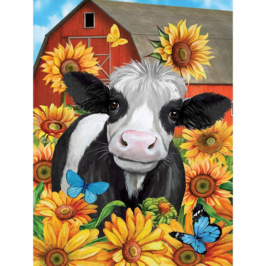 Sunflower Cow - Full Round Drill Diamond Painting 30*40CM