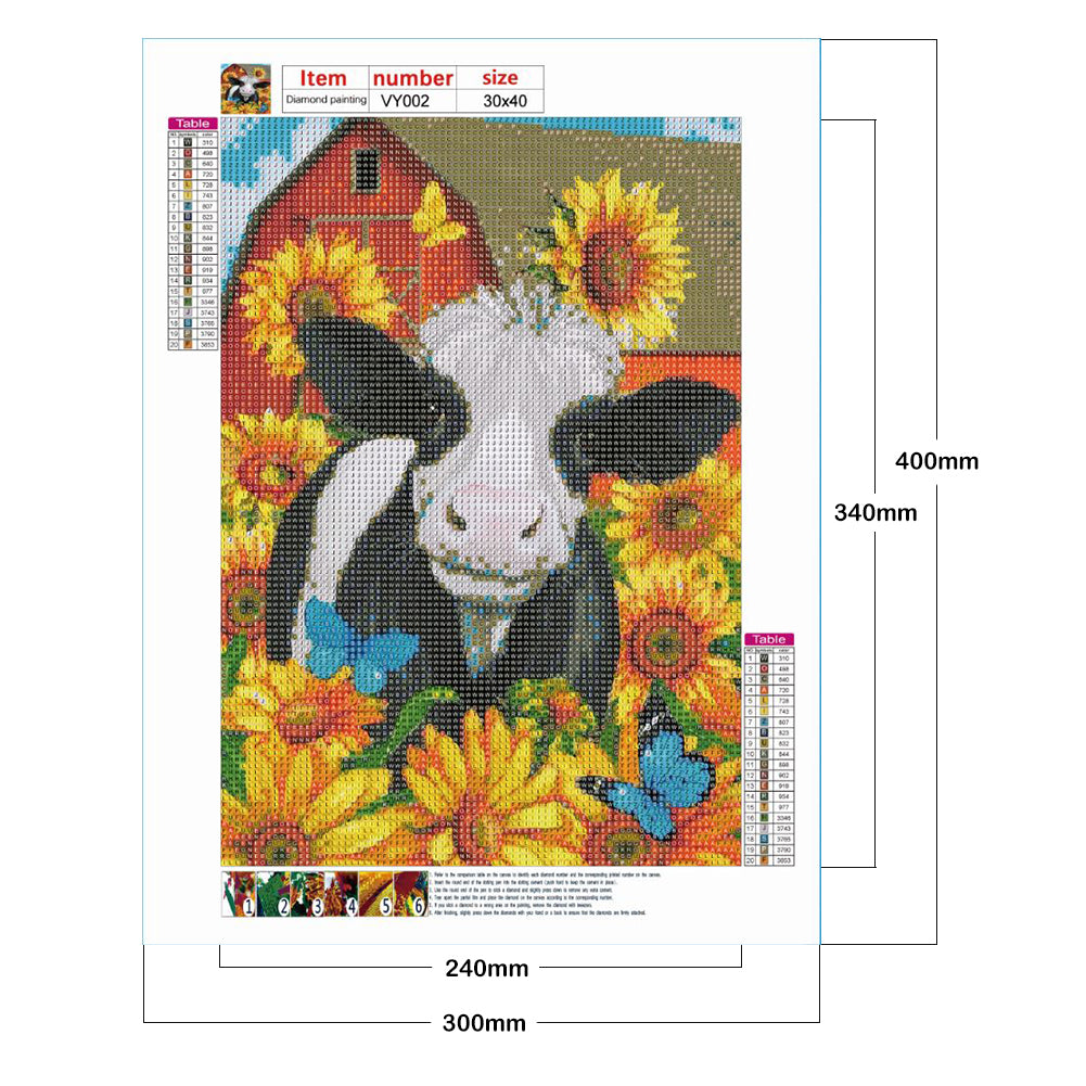 Sunflower Cow - Full Round Drill Diamond Painting 30*40CM