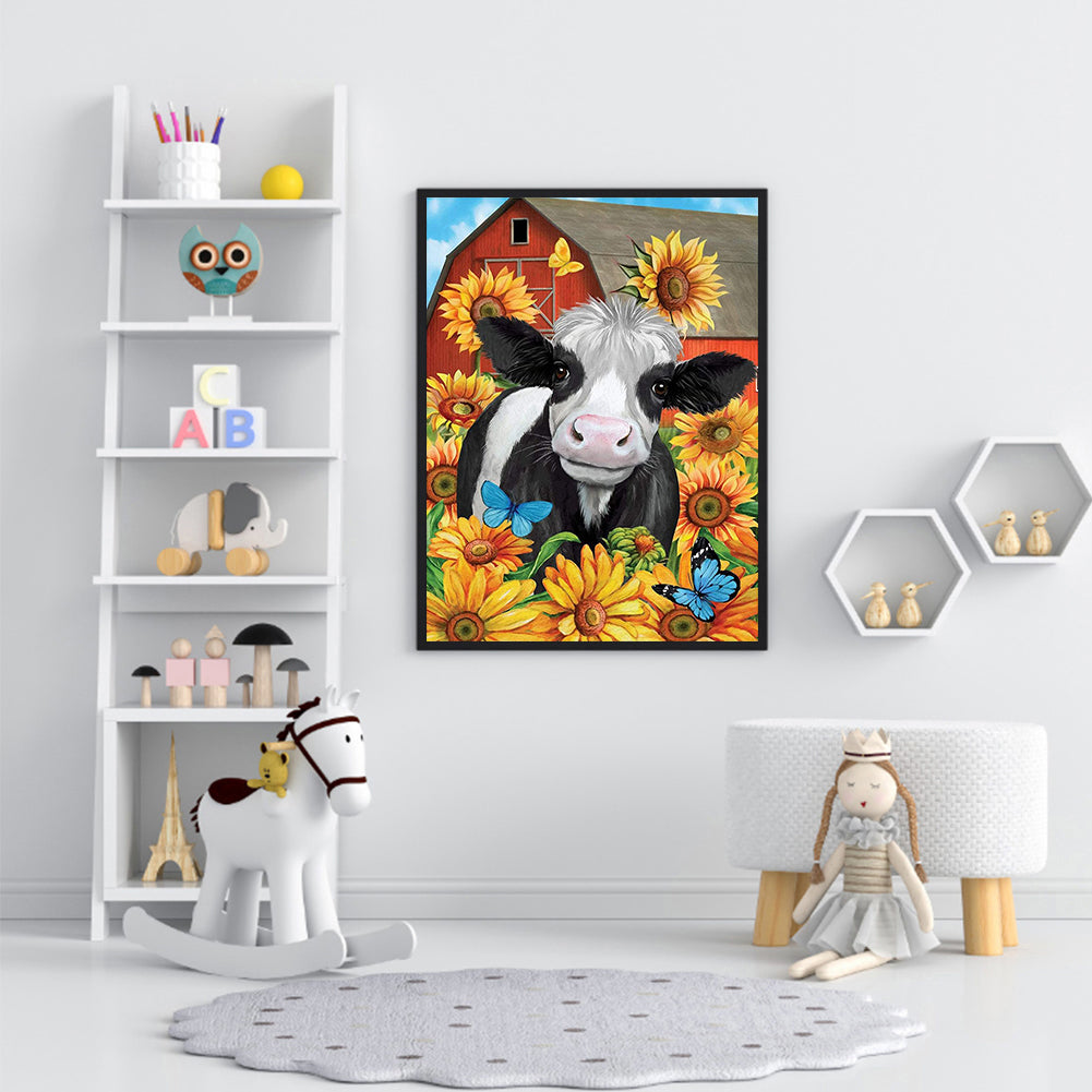 Sunflower Cow - Full Round Drill Diamond Painting 30*40CM
