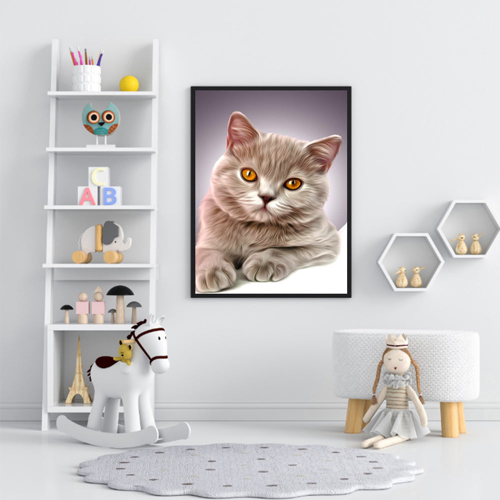 Cat - Full Round Drill Diamond Painting 30*40CM