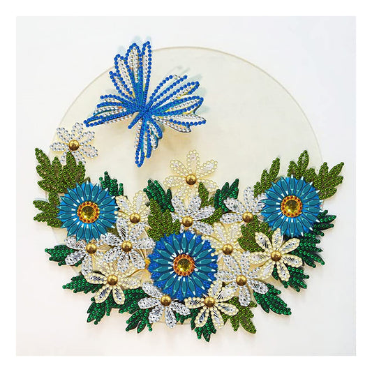 Blue Flower Butterfly - Special Shaped Drill Diamond Paiting 30*30CM