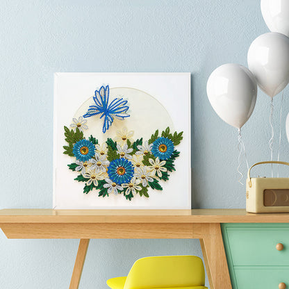 Blue Flower Butterfly - Special Shaped Drill Diamond Paiting 30*30CM