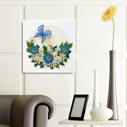 Blue Flower Butterfly - Special Shaped Drill Diamond Paiting 30*30CM