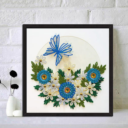 Blue Flower Butterfly - Special Shaped Drill Diamond Paiting 30*30CM