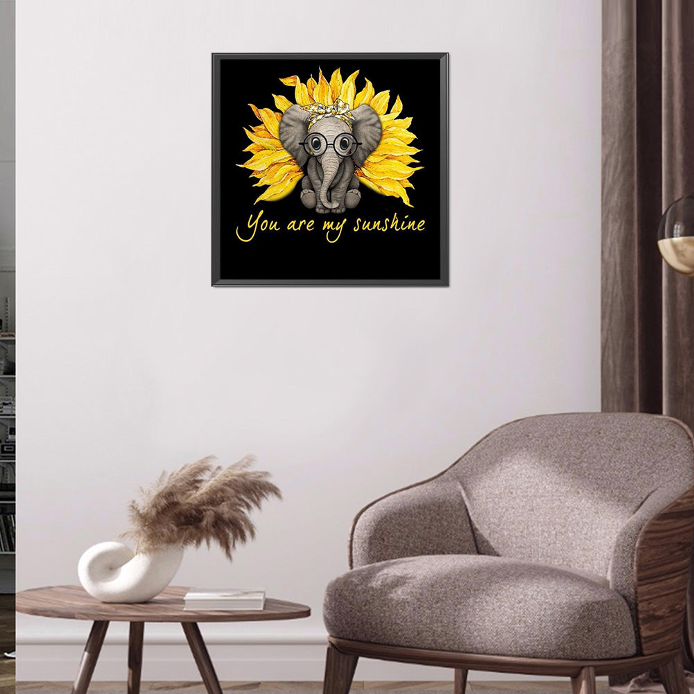 Sunflower Elephant - Full Round Drill Diamond Painting 30*30CM