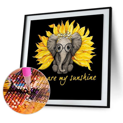 Sunflower Elephant - Full Round Drill Diamond Painting 30*30CM