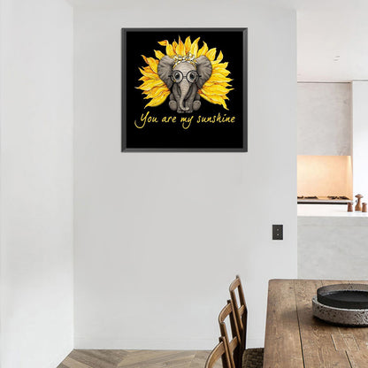 Sunflower Elephant - Full Round Drill Diamond Painting 30*30CM