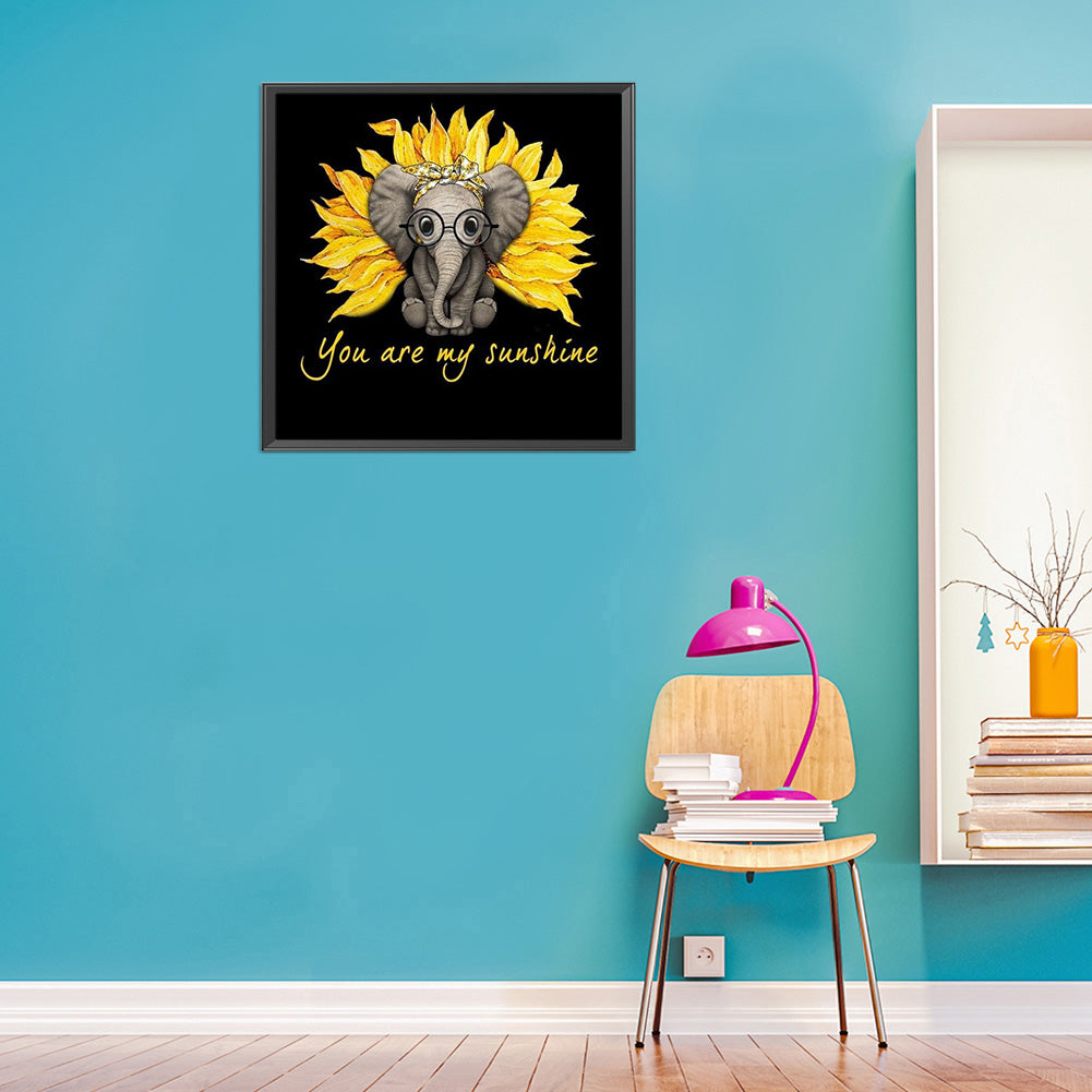 Sunflower Elephant - Full Round Drill Diamond Painting 30*30CM