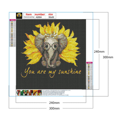 Sunflower Elephant - Full Round Drill Diamond Painting 30*30CM