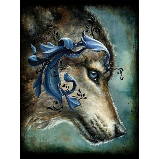 Embroidered Wolf Head - Full Round Drill Diamond Painting 30*40CM