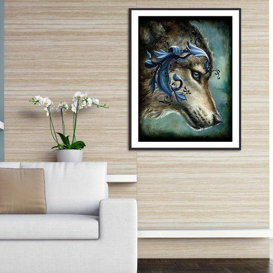 Embroidered Wolf Head - Full Round Drill Diamond Painting 30*40CM