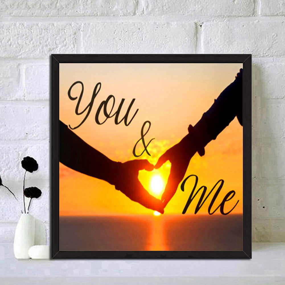 Sunset Love Holding Hands - Full Round Drill Diamond Painting 30*30CM