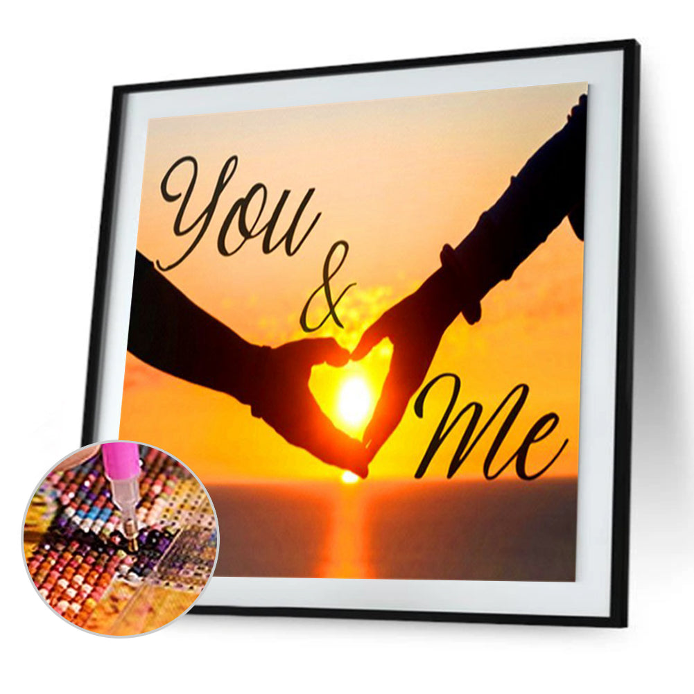 Sunset Love Holding Hands - Full Round Drill Diamond Painting 30*30CM