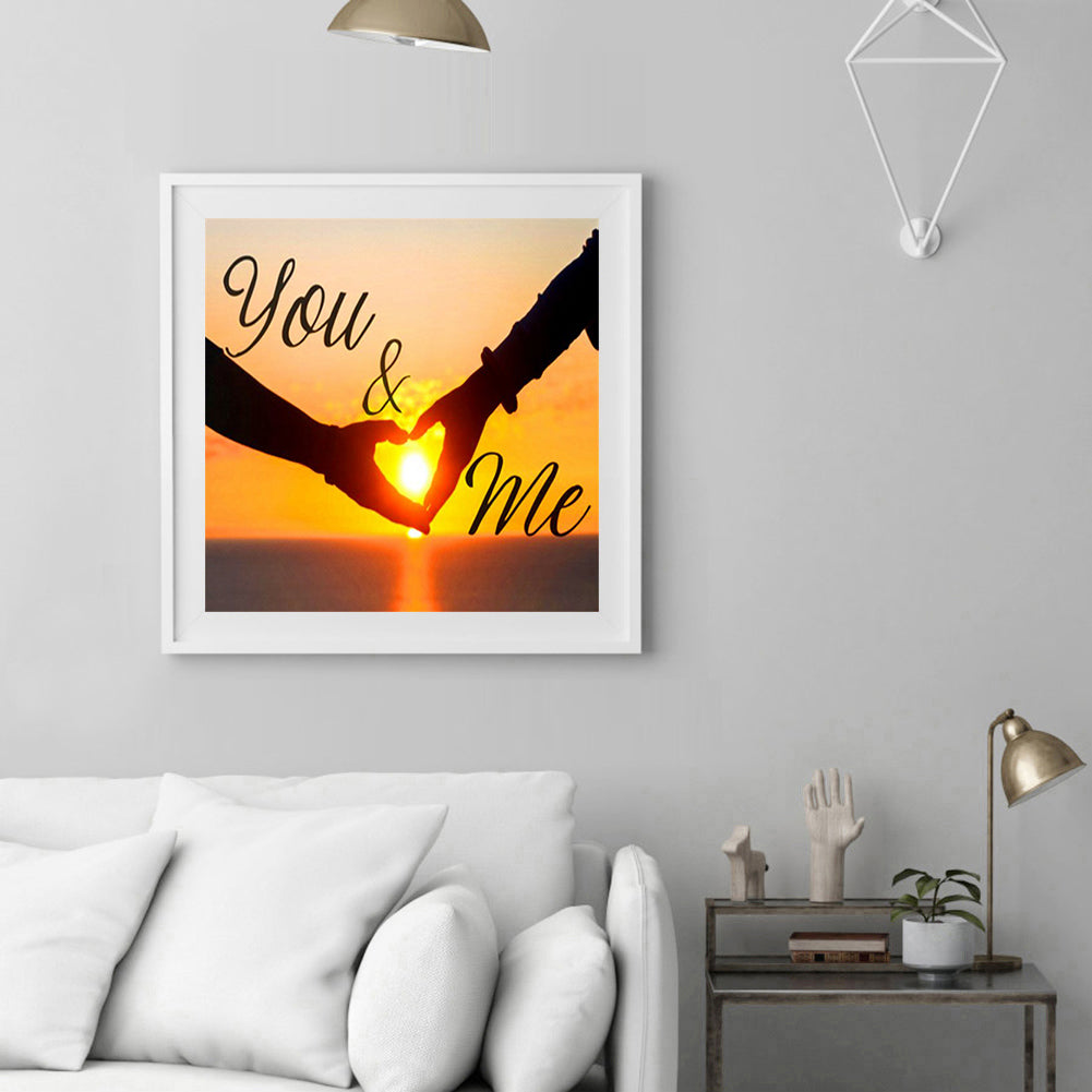 Sunset Love Holding Hands - Full Round Drill Diamond Painting 30*30CM