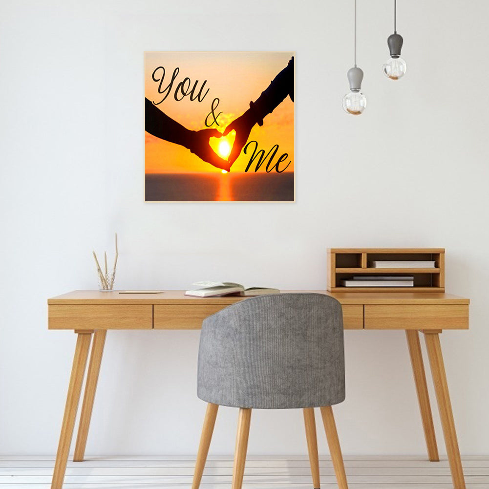 Sunset Love Holding Hands - Full Round Drill Diamond Painting 30*30CM