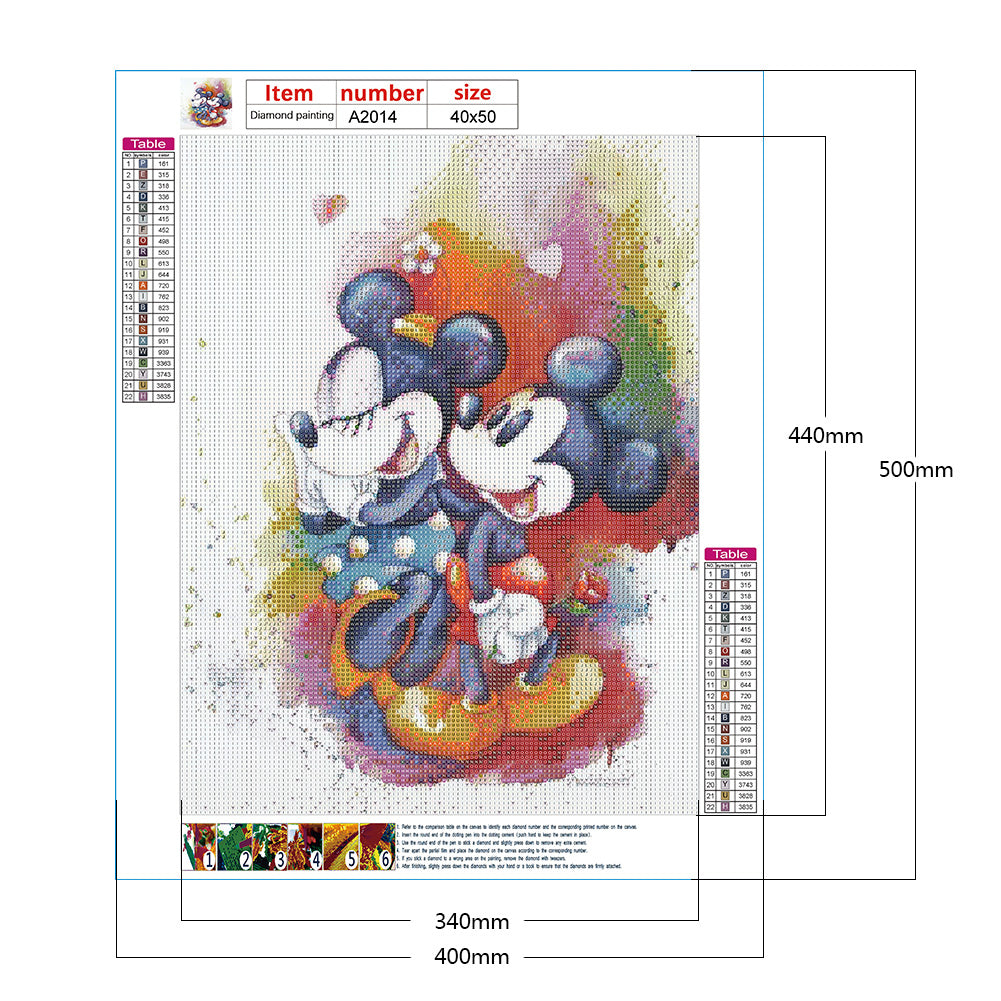 Disney Mickey And Minnie Mouse - Full Round Drill Diamond Painting 40*50CM