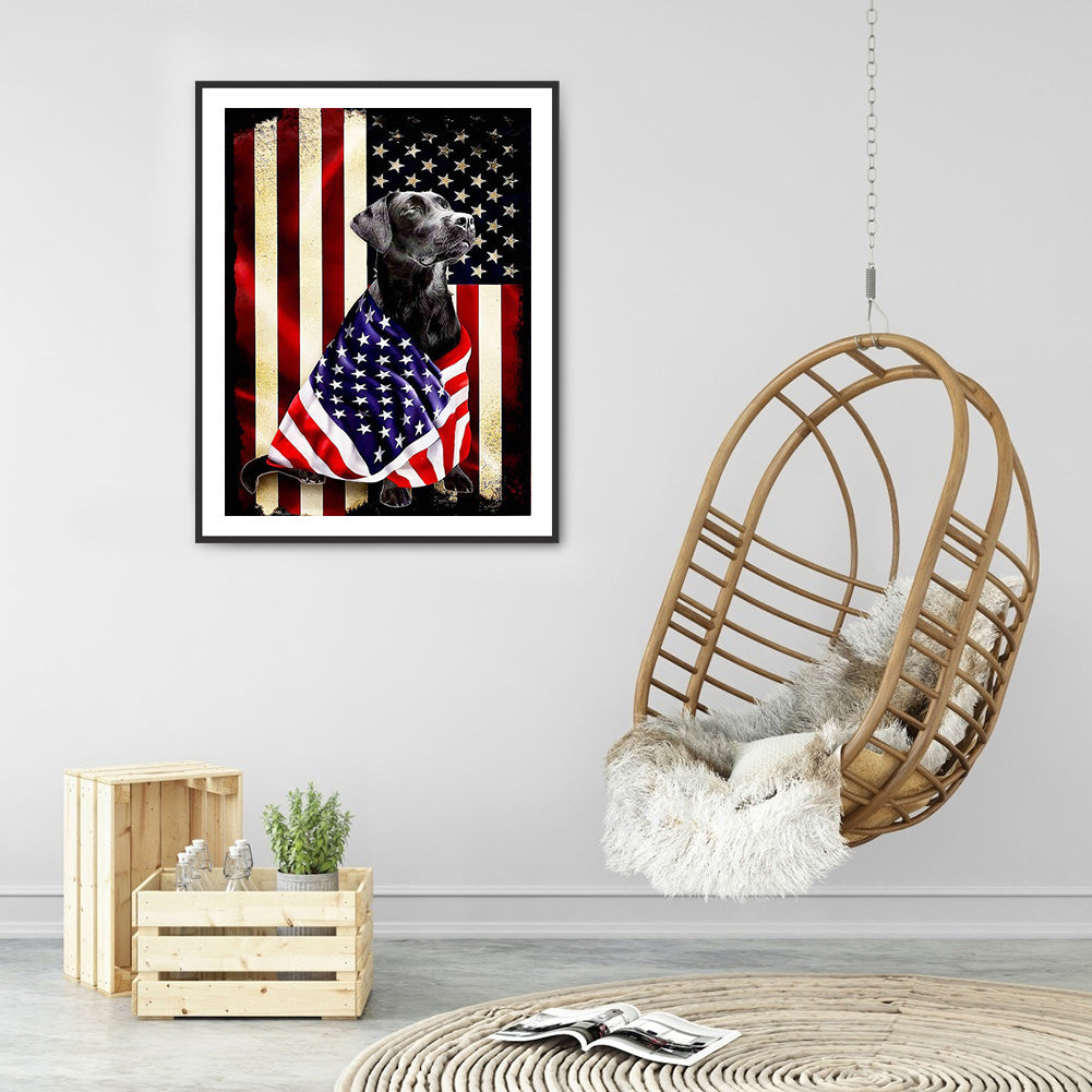 Dog Banner - Full Round Drill Diamond Painting 30*40CM