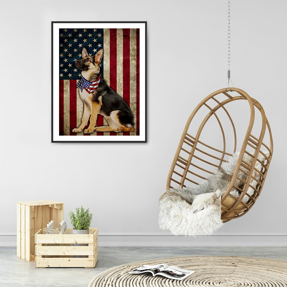 Dog Banner - Full Round Drill Diamond Painting 30*40CM