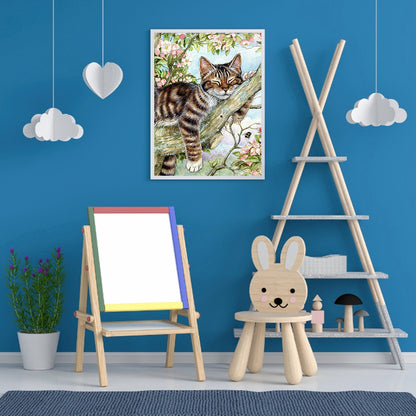 Cat Sleeping On Branch - Full Round Drill Diamond Painting 30*40CM