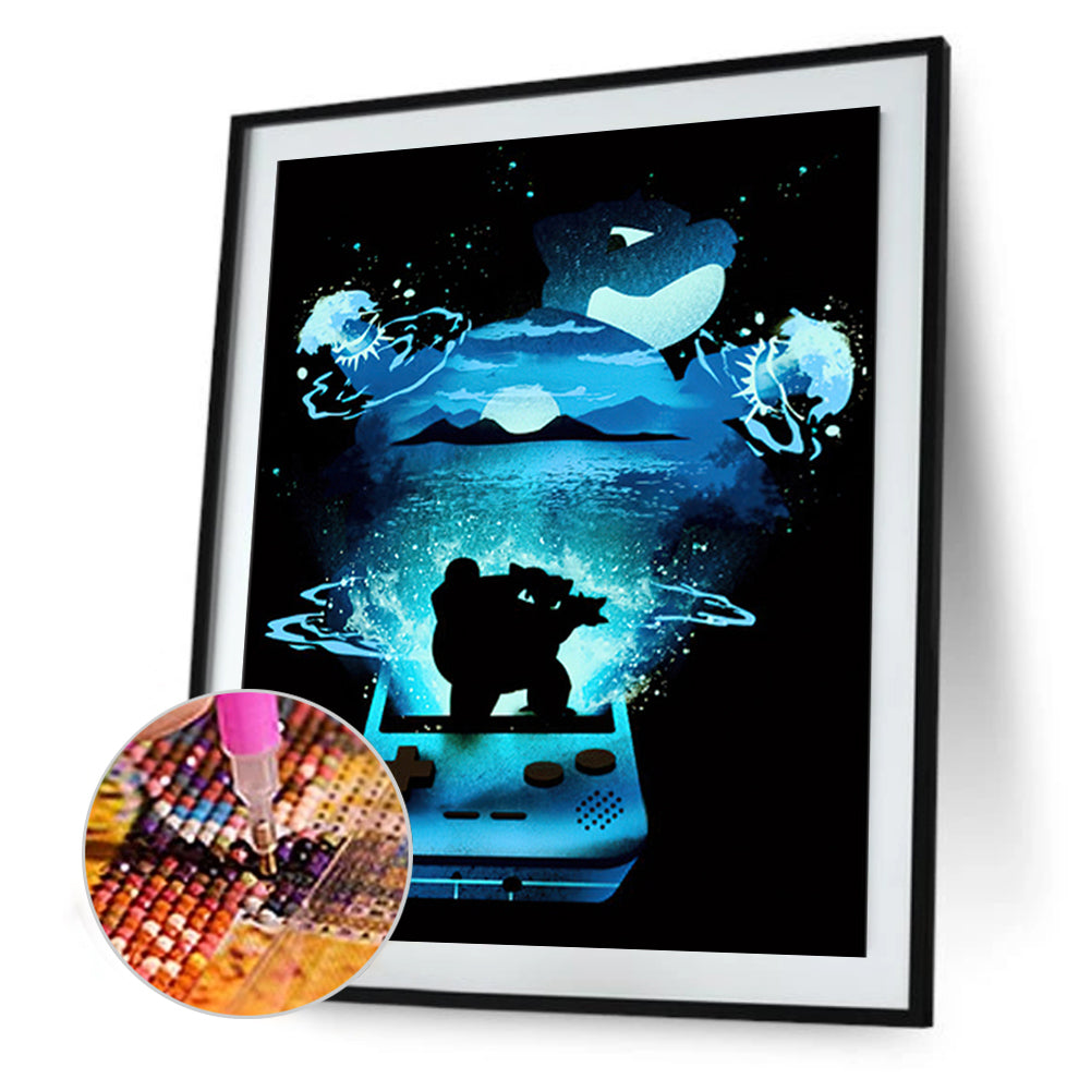 Pok¨¦mon Game Console Silhouette - Full Round Drill Diamond Painting 30*40CM