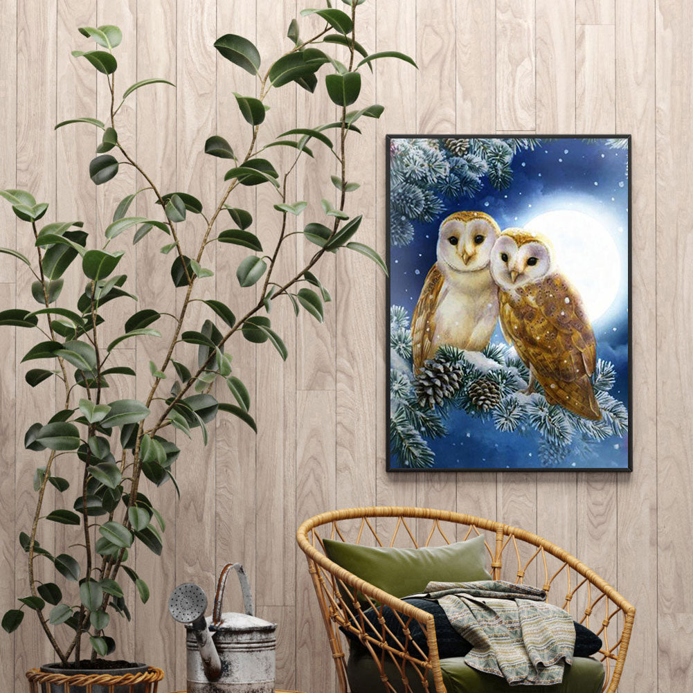 Owl - Full Round Drill Diamond Painting 40*50CM