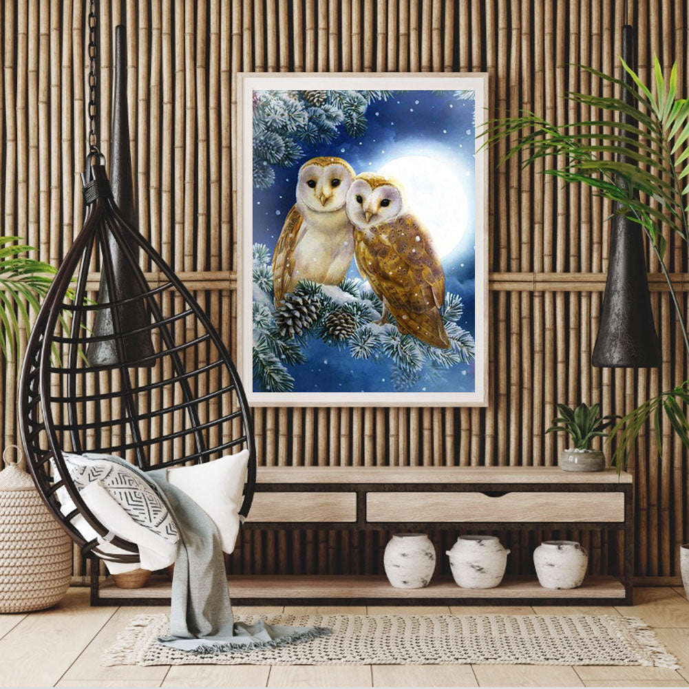 Owl - Full Round Drill Diamond Painting 40*50CM