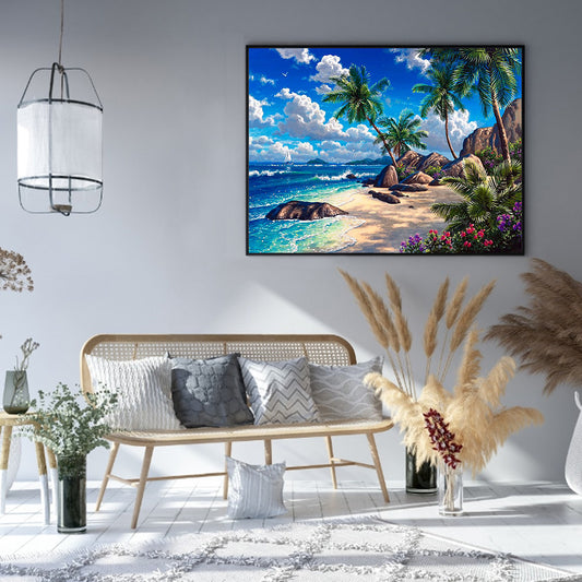 Beach - Full Round Drill Diamond Painting 50*40CM