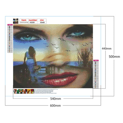 European And American Woman Poster - Full Round Drill Diamond Painting 60*50CM