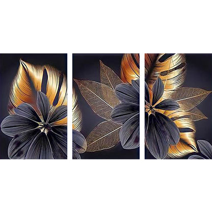 Black Gold Leaves - Full Round Drill Diamond Painting 90*45CM