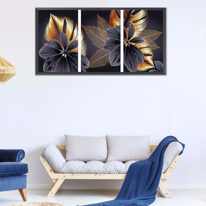 Black Gold Leaves - Full Round Drill Diamond Painting 90*45CM