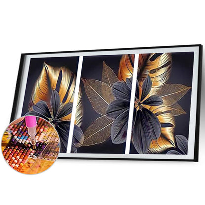 Black Gold Leaves - Full Round Drill Diamond Painting 90*45CM