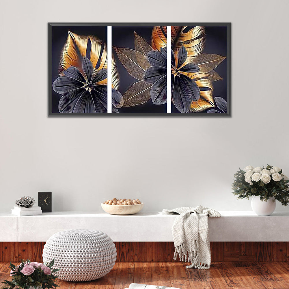 Black Gold Leaves - Full Round Drill Diamond Painting 90*45CM