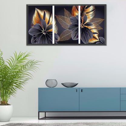 Black Gold Leaves - Full Round Drill Diamond Painting 90*45CM