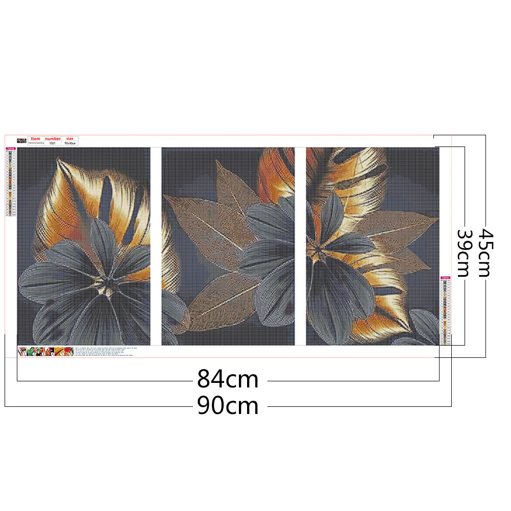 Black Gold Leaves - Full Round Drill Diamond Painting 90*45CM