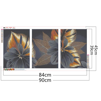 Black Gold Leaves - Full Round Drill Diamond Painting 90*45CM