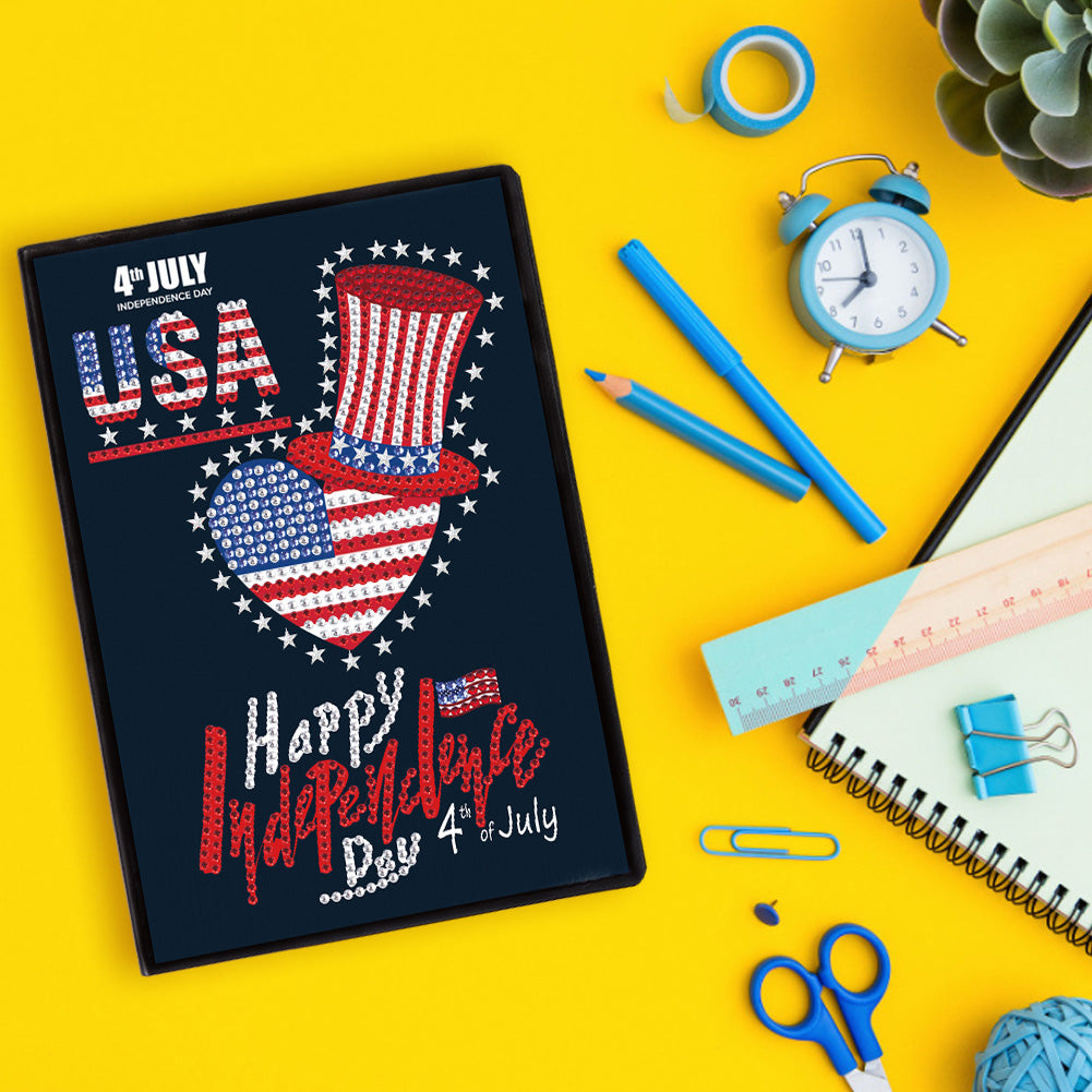 DIY Special Shaped Diamond Painting 50 Pages A5 Notebook Independence Day