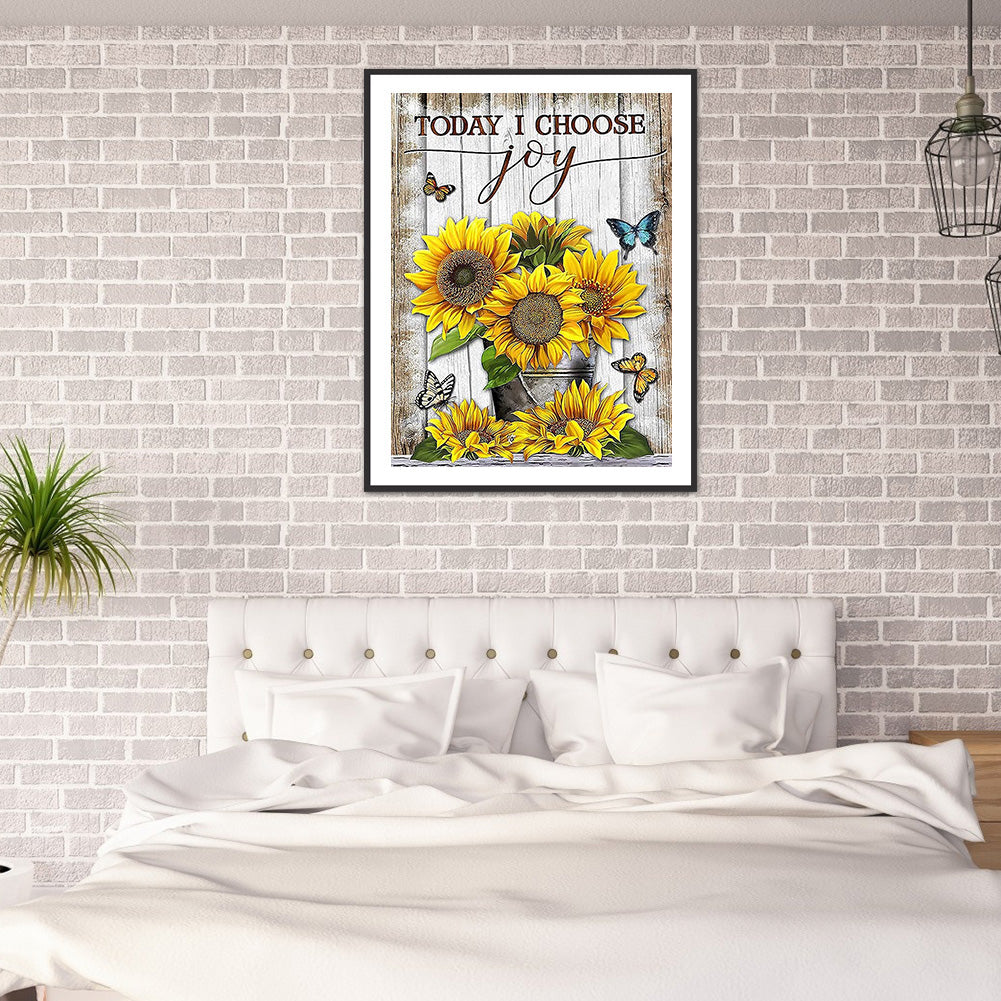 Sunflower Flowers - Full Round Drill Diamond Painting 30*40CM