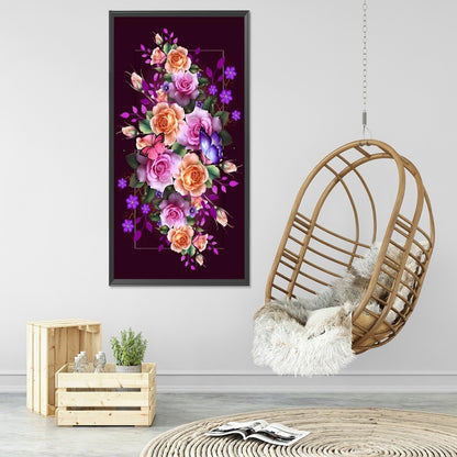 Flower Butterfly - Full Round Drill Diamond Painting 45*80CM