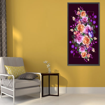 Flower Butterfly - Full Round Drill Diamond Painting 45*80CM